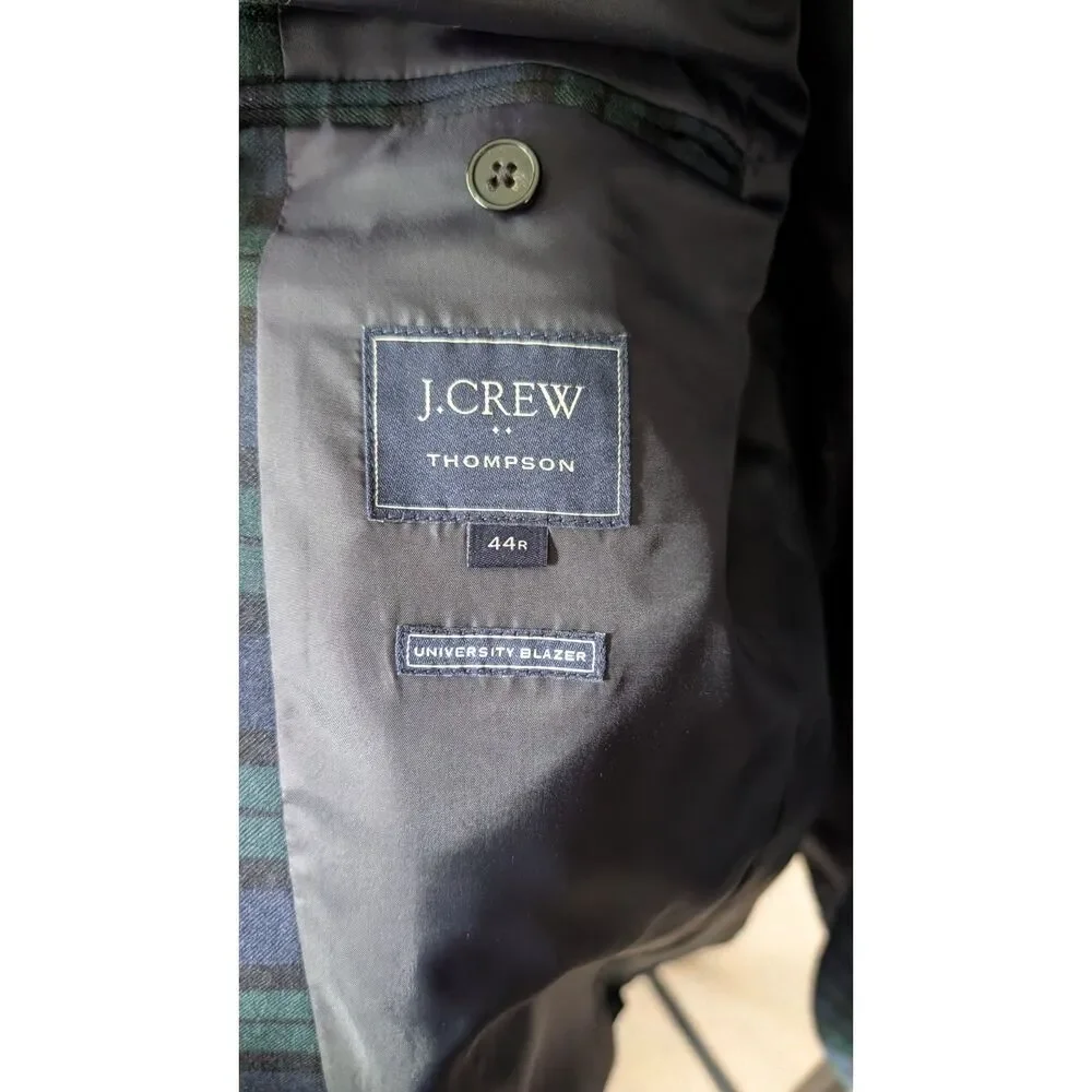 J.Crew Thompson University Blazer Black Watch Plaid Mens 44R Suit Jacket